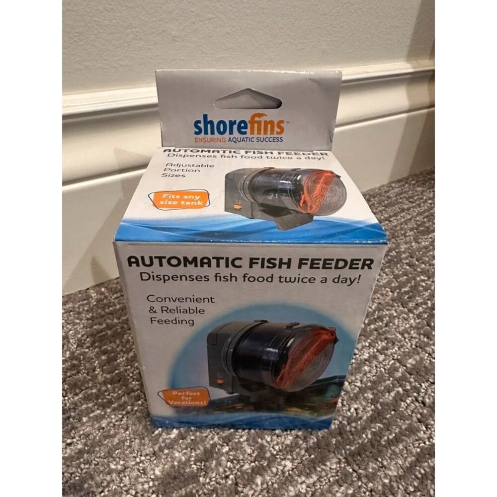 Shore Fins Automatic Fish Feeder - Dispenses Fish Food Twice A Day